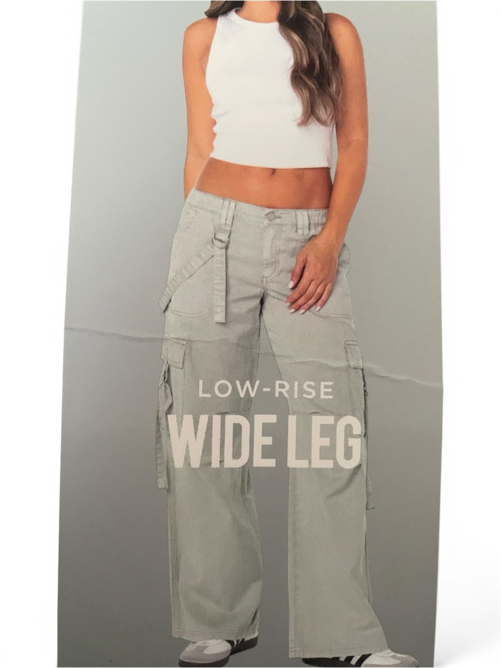 Celebrity Pink Low Rise Wide Leg Cargo Oants Sage Large